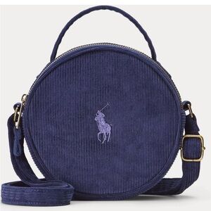 Ralph Lauren Big Pony Blue Corduroy Round Bag